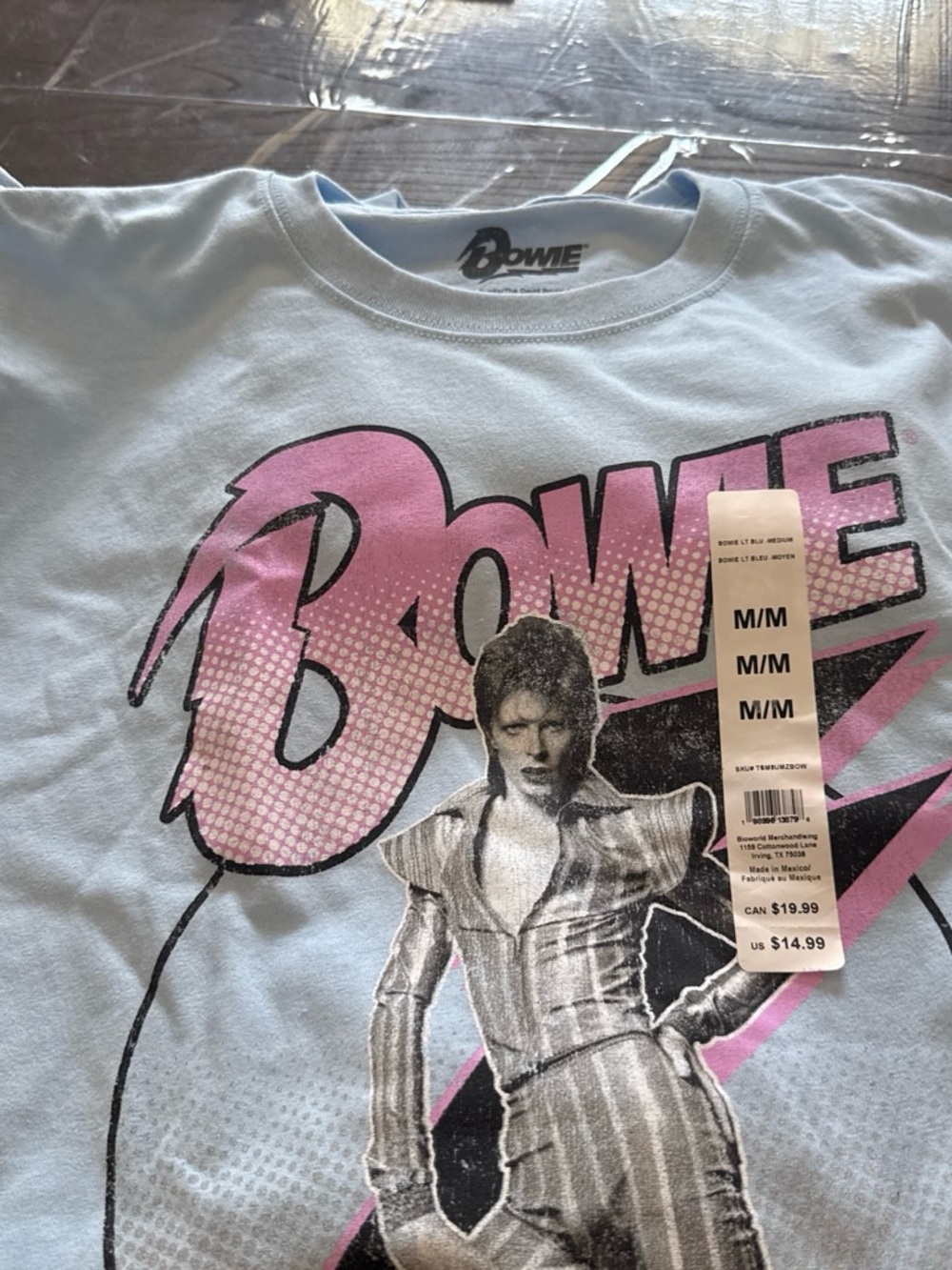 David Bowie Graphic Tee in Light Blue and Pink